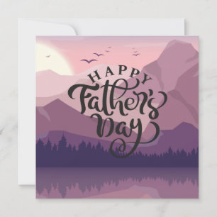 Invitación Feliz Día del Padre con montañas Placa Etiqueta de