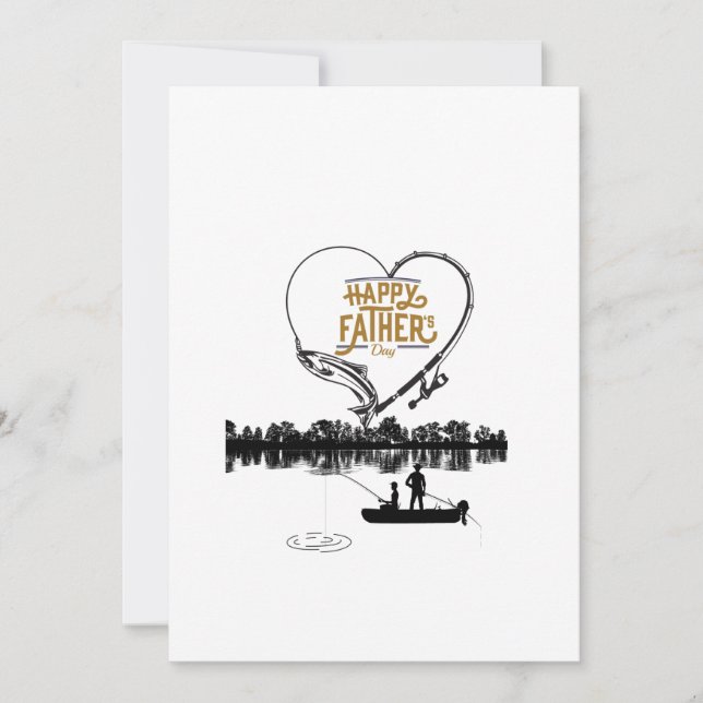 Invitación Feliz Día del Padre pescando en el lago (Anverso)