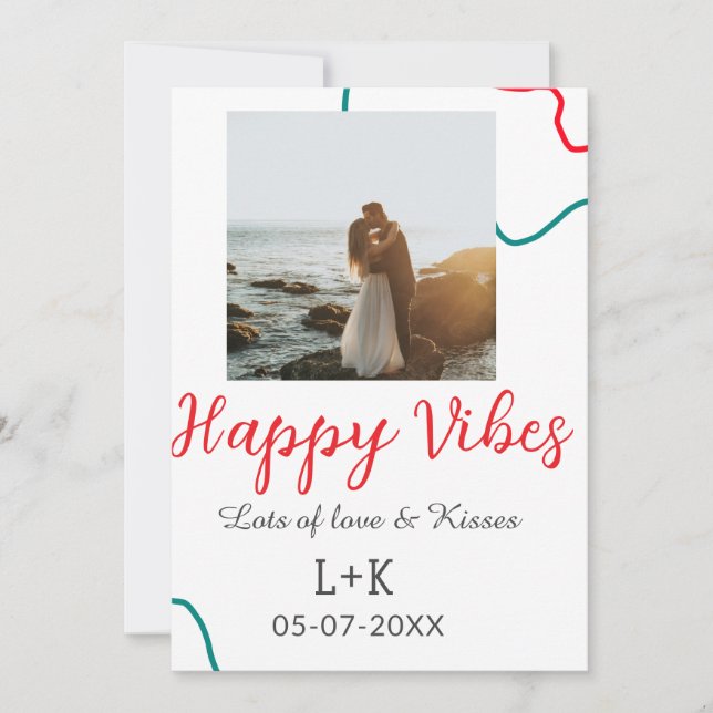 Invitación Feliz día festivo de Vibes nombre de pareja fecha  (Anverso)
