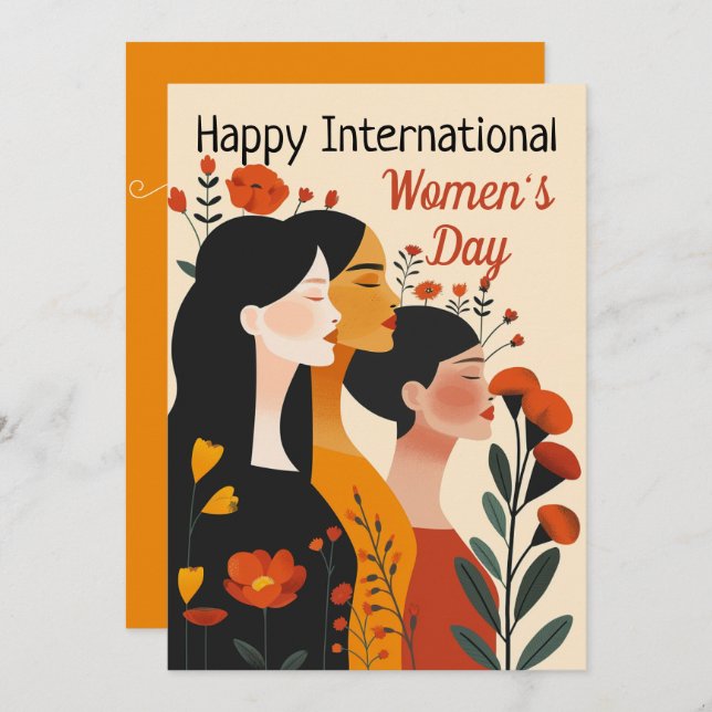 Invitación feliz Día Internacional de la Mujer (Anverso / Reverso)