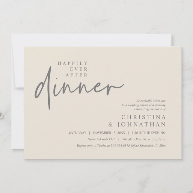 Invitación Feliz día tras cena fiesta de boda moderna (Anverso)