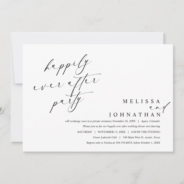 Invitación Feliz día tras cena Fiesta y baile (Anverso)