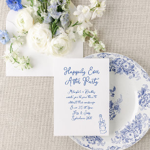Invitación Feliz día tras Fiesta Boda Azul francés