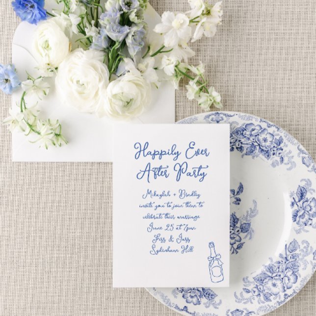 Invitación Feliz día tras Fiesta Boda Azul francés (Subido por el creador)