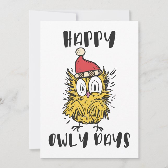 Invitación Feliz Días de Búho Gracioso Santa Owl (Anverso)