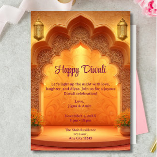 Invitación Feliz Diwali Holiday Lámparas de oro