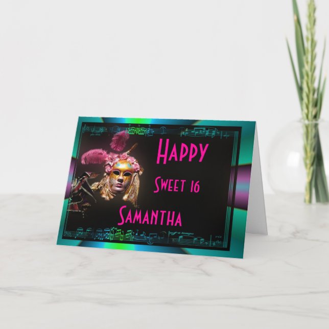 Invitación Feliz dulce cumpleaños dieciséis (Anverso)