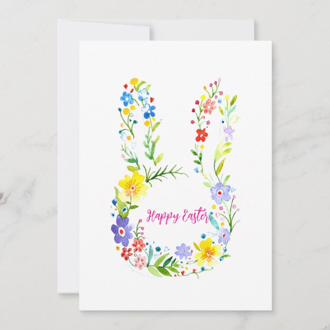Invitación Feliz Easter de conejo floral (Anverso)