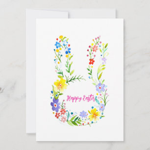 Invitación Feliz Easter de conejo floral