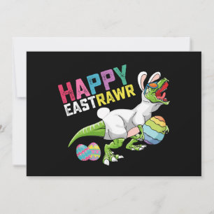 Invitación Feliz Eastrawr T Rex Dinosaur Easter Bunny Egg