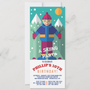 Invitación Feliz Esquiador