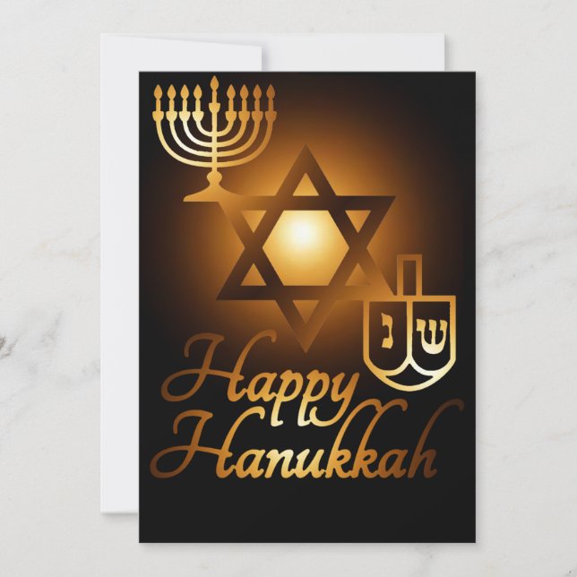 Invitación Feliz estrella de Hanukkah de David menorah dreide (Anverso)
