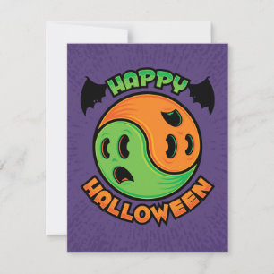 Invitación Feliz Fantasma de Halloween Yin-Yang