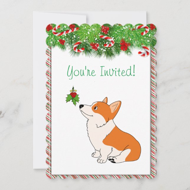 Invitación Feliz feriado galés Corgi Personalizado (Anverso)