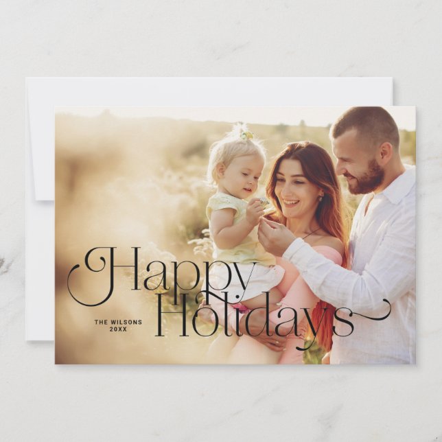 Invitación Feliz feriado Navidad negro (Anverso)