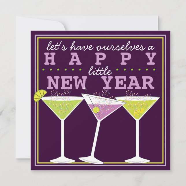 Invitación Feliz Fiesta de cócteles de Año Nuevo (Anverso)