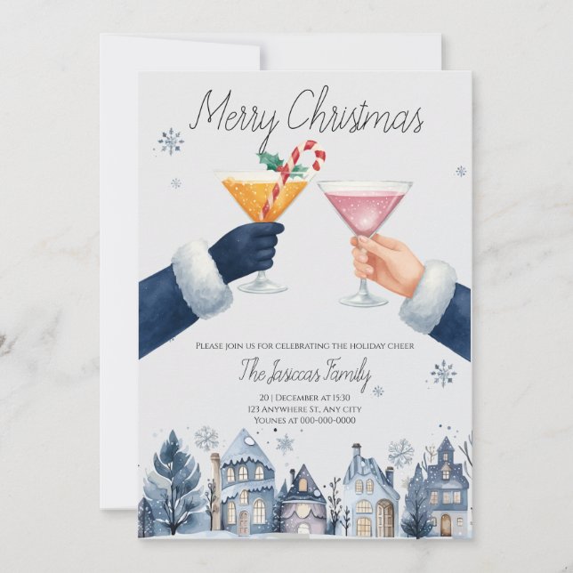 Invitación Feliz fiesta de cócteles de Navidad (Anverso)
