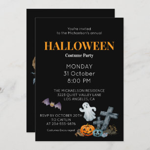 Invitación Feliz Fiesta de disfraces de Halloween