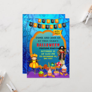 Invitación Feliz Fiesta de Disfraces de Halloween para Niños