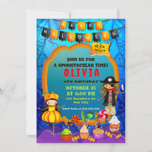 Invitación Feliz Fiesta de Disfraces de Halloween para Niños