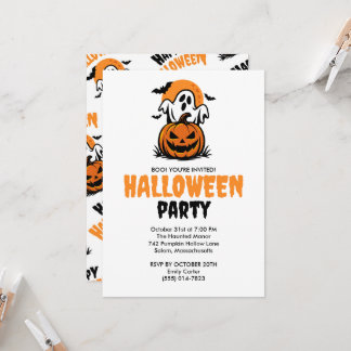 Invitación Feliz fiesta de fantasmas y calabazas de Halloween
