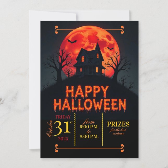 Invitación Feliz Fiesta de Halloween (Anverso)