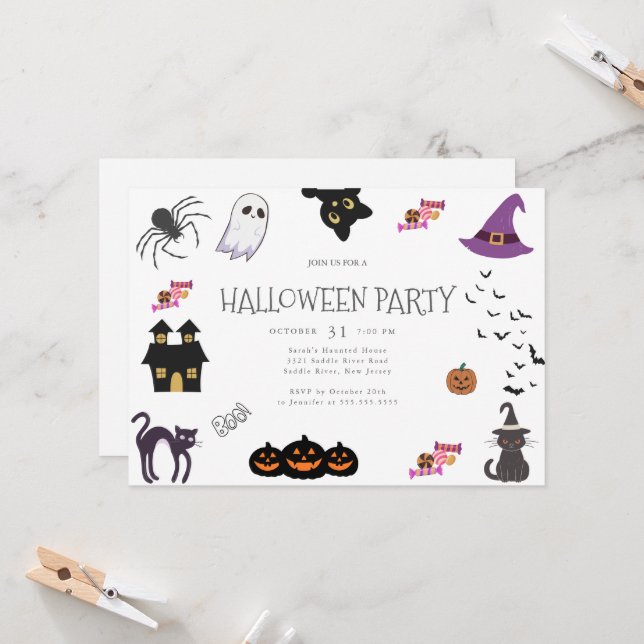 Invitación Feliz Fiesta de Halloween (Anverso/Reverso In Situ)