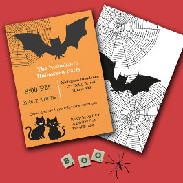 Invitación Feliz Fiesta de Halloween Batty Cats