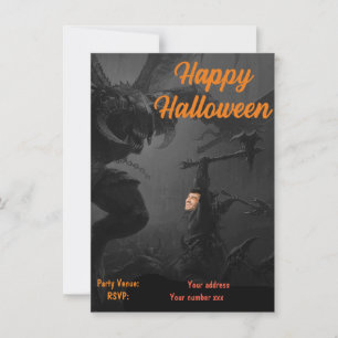 Invitación Feliz Fiesta de Halloween negro oscuro, monstruos