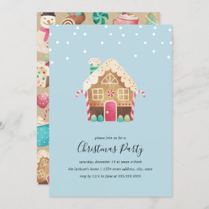 Invitación Feliz fiesta de Navidad de la casa de pan de
