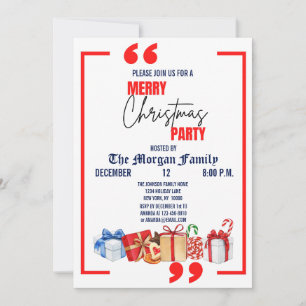 Invitación Feliz Fiesta de Navidad, Navidades blancos rojos