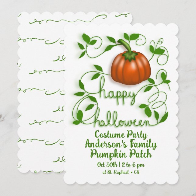 Invitación Feliz Fiesta de Vino de Calabaza de Halloween (Anverso / Reverso)