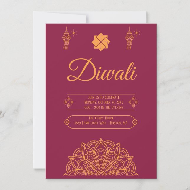 Invitación Feliz Fiesta Diwali (Anverso)