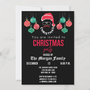 Invitación Feliz Fiesta navideño, Navidades rojos y blancos