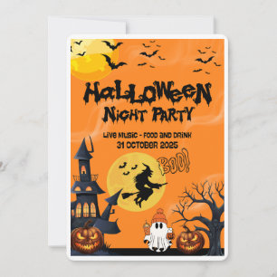 Invitación Feliz Fiesta nocturno de Halloween