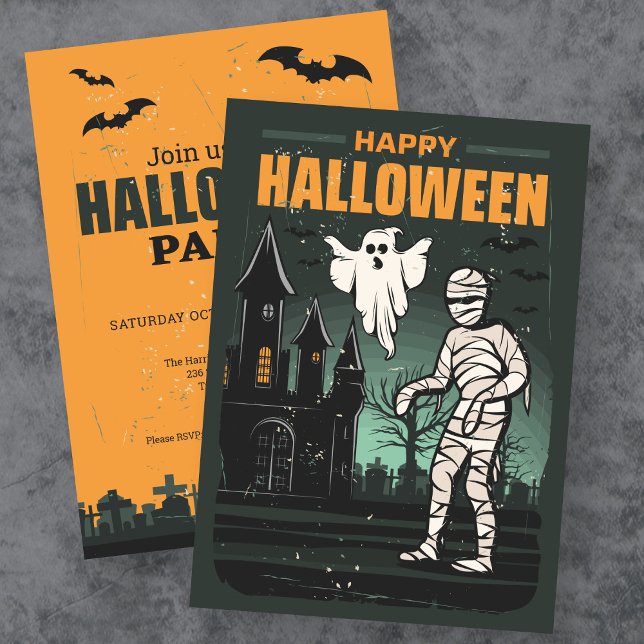 Invitación Feliz fiesta retro de Halloween (Subido por el creador)