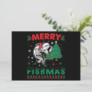 Invitación Feliz Fishmas Pescador Papá Pescador Navidad