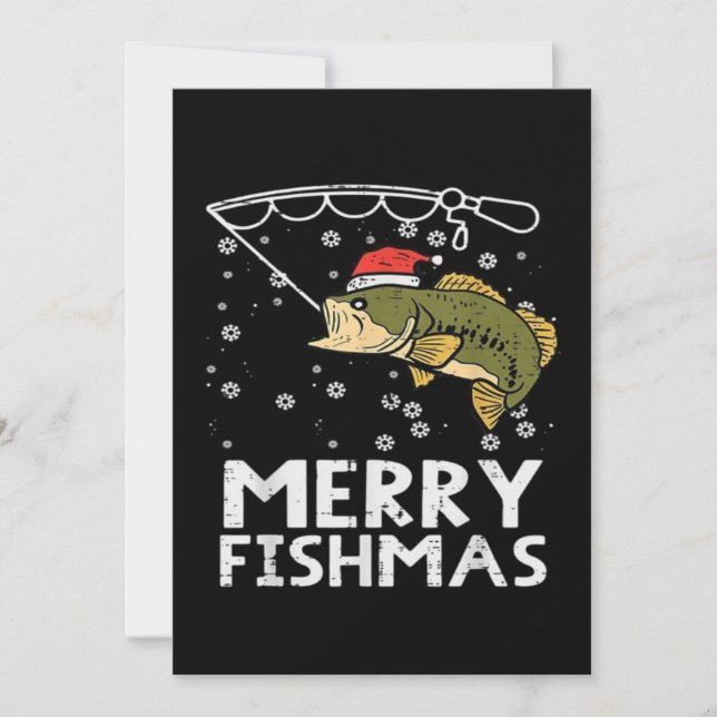 Invitación Feliz Fishmas Pescar Pescado Navidad  (Anverso)