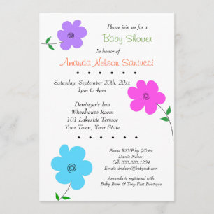 Invitación Feliz Flowers Boy o Chica Baby Shower