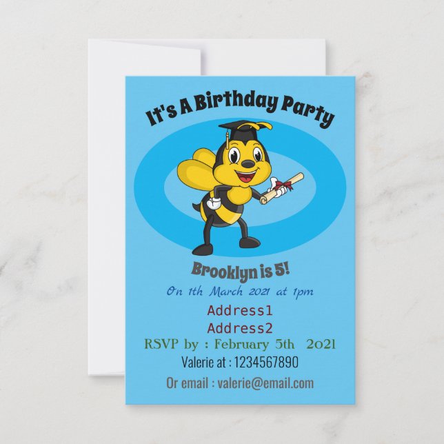 Invitación Feliz graduación de abejas personalizados (Anverso)