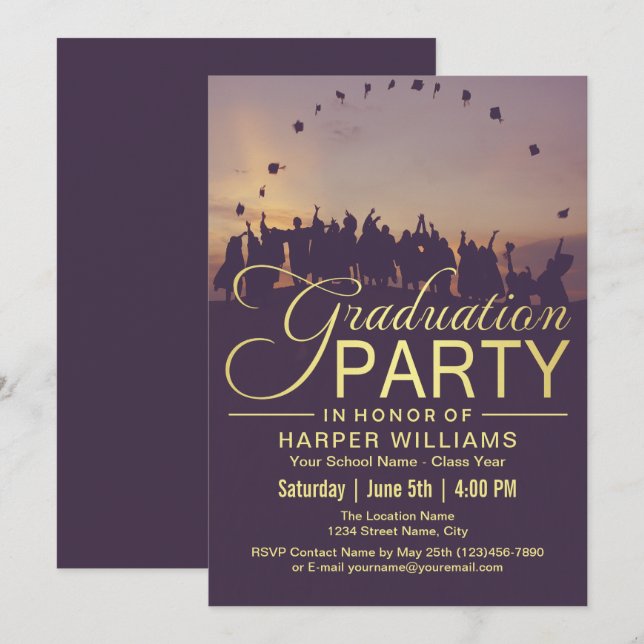 Invitación Feliz Graduación de Grados (Anverso / Reverso)