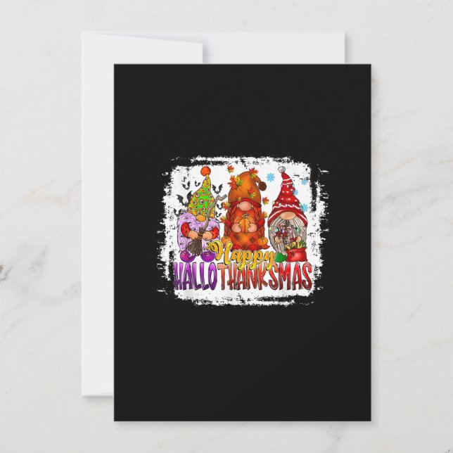 Invitación Feliz HalloGraciasMas Gnome Navidades de Halloween (Anverso)