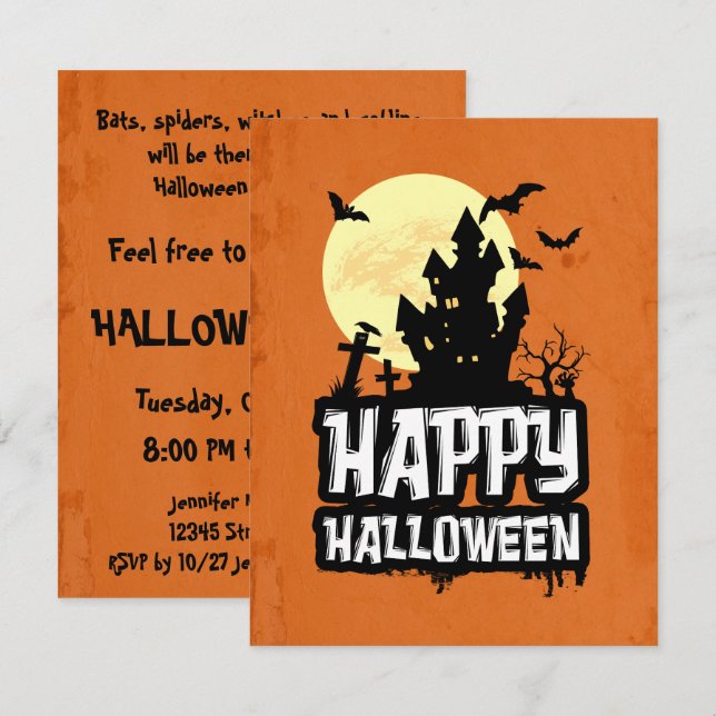 Invitación Feliz Halloween (Anverso / Reverso)