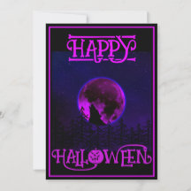 Feliz Halloween Aullador Perro Luna Morada