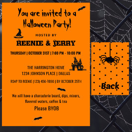 Invitación Feliz Halloween Black & Naranja Halloween Party