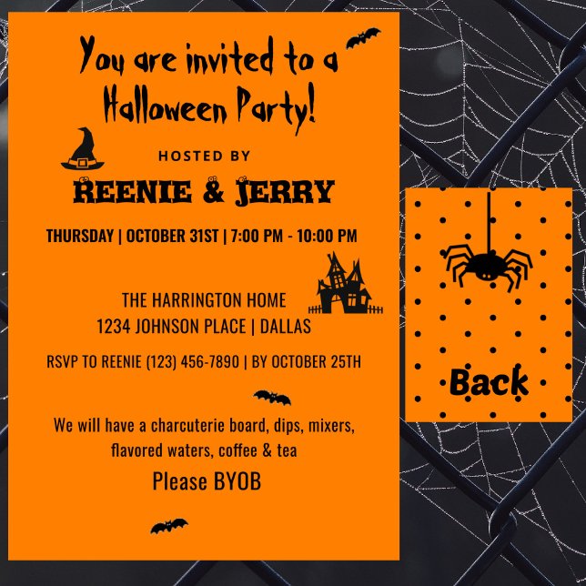 Invitación Feliz Halloween Black & Naranja Halloween Party (Subido por el creador)