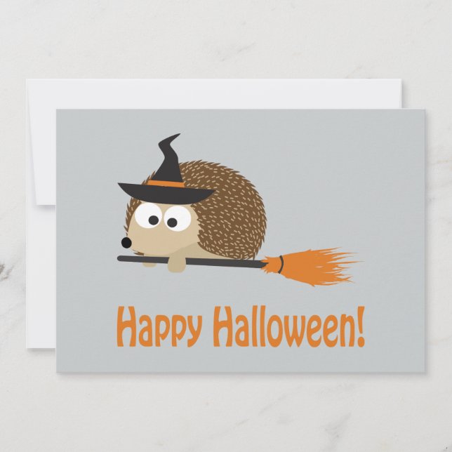 Invitación ¡Feliz Halloween! bruja de Hedgehog (Anverso)