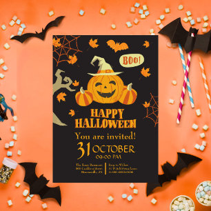 Invitación Feliz Halloween Calabaza Come Bebe Sé Espantoso