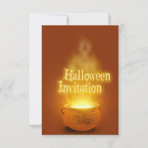 Invitación Feliz Halloween Caldero de Bruja