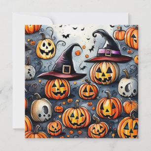 Invitación Feliz Halloween diseño de trato o truco espeluznan